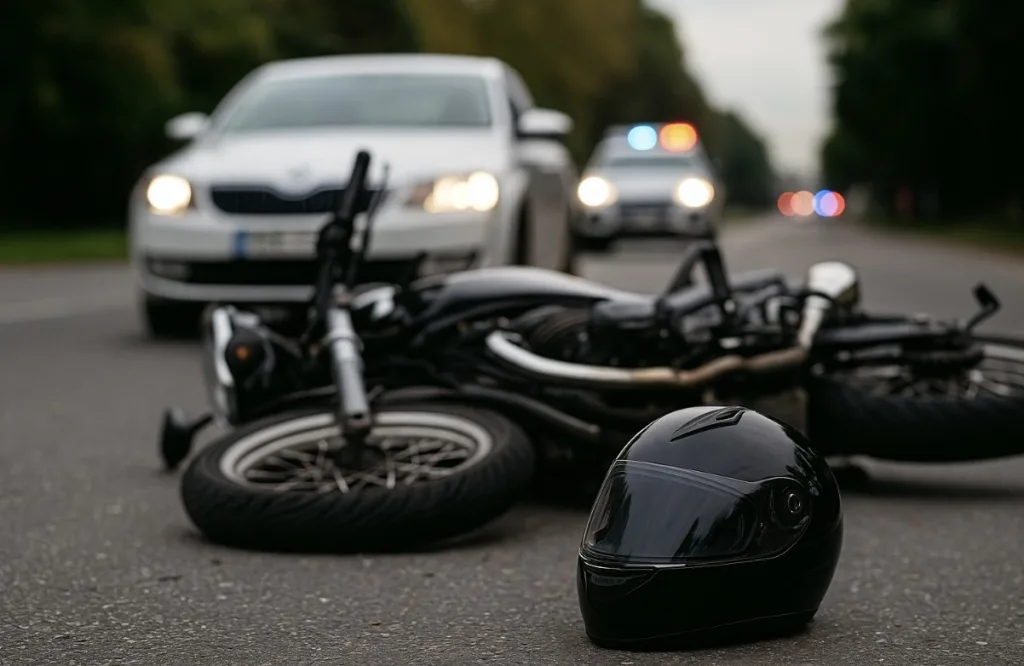 Motorcycle accident scene